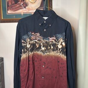 Men's Black and Red Western Shirt